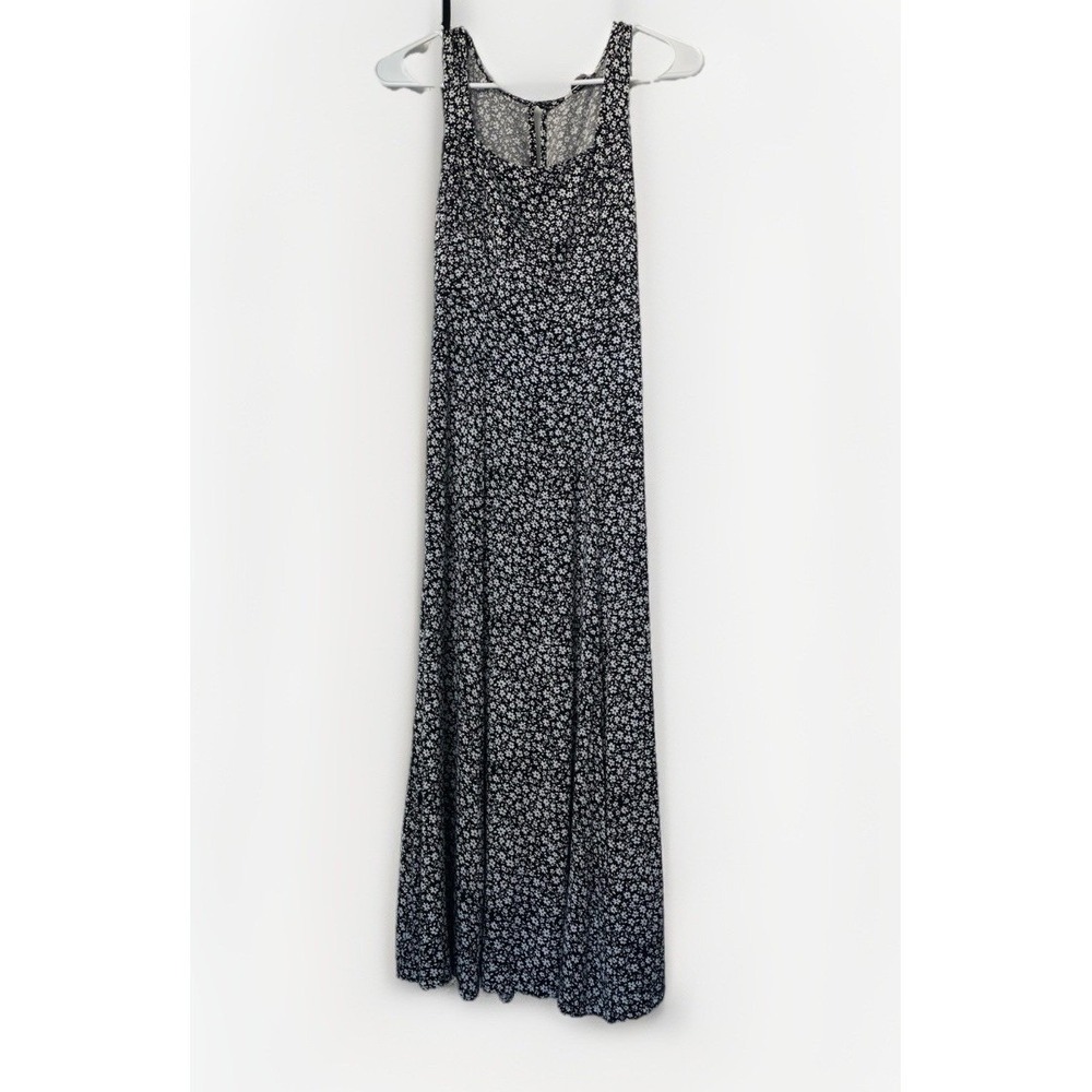 American Eagle Black Ditsy Floral Maxi Dress Open Back Sleeveless XS